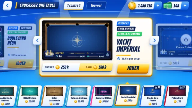 Capture de 8 Ball Stakes : Choisissez une table
