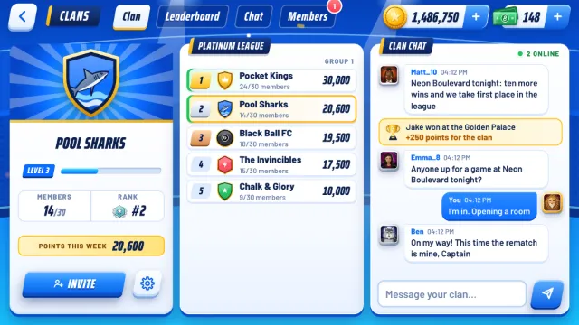 8 Ball Stakes screenshot: Clans